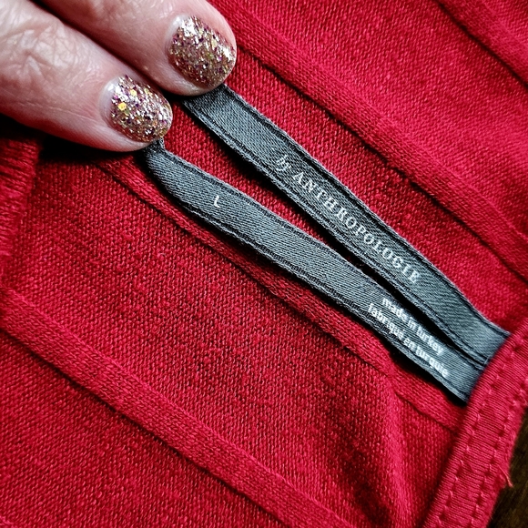 Anthropologie Red Knit Top Large - Picture 7 of 8